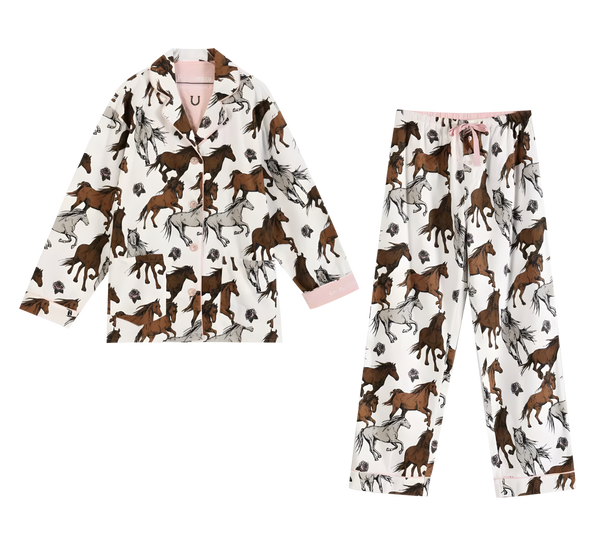 פיג'מה כותנה סוסים